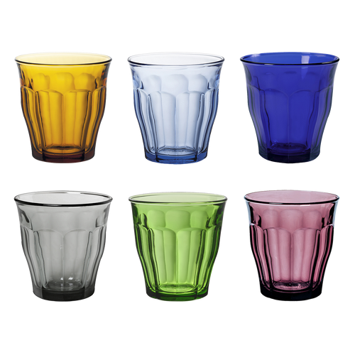 Le Picardie® - Vaso de agua en 6 colores diferentes 25 cl (Lote de 6)