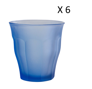 Duralex Colección Santorini - Vaso de vidrio azul cielo de 25cl con efecto frozen (Lote de 6) - Le Picardie® Colección Santorini - Vaso de vidrio azul cielo de 25cl con efecto frozen (Lote de 6) - Le Picardie®