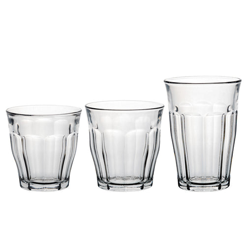 Le Picardie® - Set mixto de 18 vasos 25cl, 31cl, 36cl en vidrio trasparente