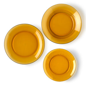 Lys - Set de 12 platos en vidrio color Ámbar