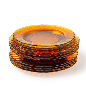  Duralex Made In France Lys - Juego de vajilla de vidrio de 18  piezas, color ciega. El juego incluye: (6) platos de postre de 7 pulgadas,  (6) platos de sopa de