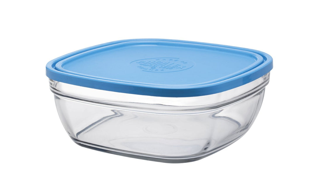 Freshbox - Fuente de conservación transparente cuadrada con tapa azúl