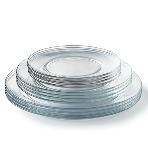 Duralex® Ideal para 1er equipo,Plato plano de 23.5 cm, plato de postre de  19 cm, taza de té de 26 cl, cuenco de orejas, 51 cl transparente,  compatible
