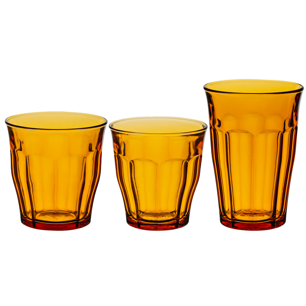 Le Picardie® - Set mixto de 18 vasos 25cl, 31cl, 36cl en vidrio color Ámbar